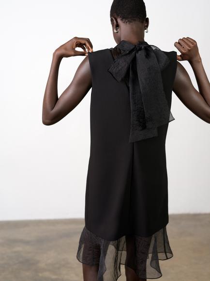 French Connection Azra Organza Bow Back Dress, Black - view 2, Black