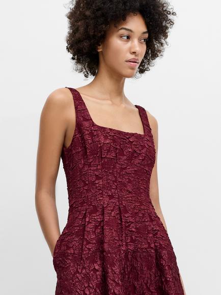French Connection Milenda Floral Sleeveless Midi Dress, Cherry Liqueur - view 2, Cherry Liqueur