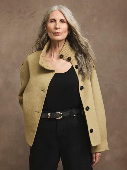 Mint Velvet Ribbed Funnel Neck Jacket, Pistachio, Pistachio