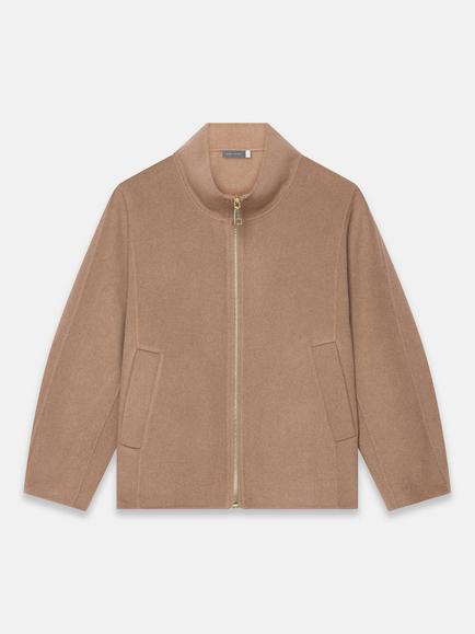 Mint Velvet Wool Blend Hand Finished Bomber Jacket, Brown Tan, Brown Tan