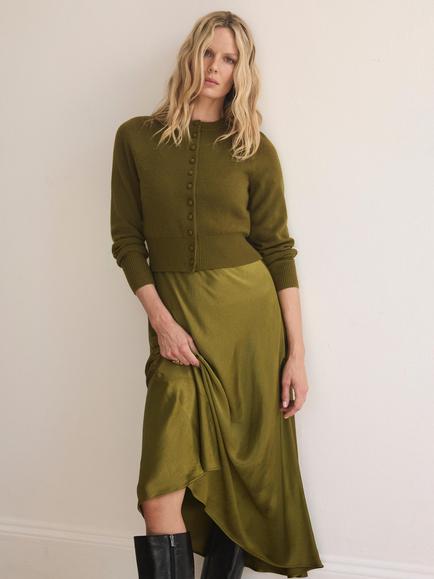 Mint Velvet Multitasker Cotton Blend A-Line Midi Dress, Olive Green, Olive Green