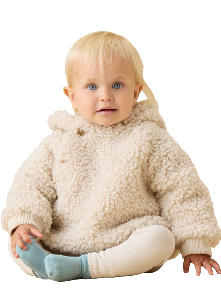 MORI Baby Button Sherpa Jacket, Smoke Gray - view 2, Smoke Gray