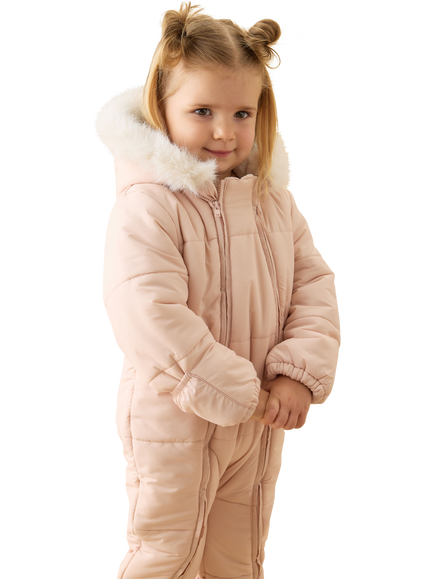 MORI Baby Hooded Padded Snowsuit, Peach Whip, Peach Whip