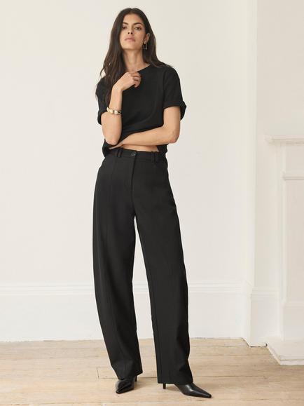 Mint Velvet Barrel Leg Trousers, Black, Black