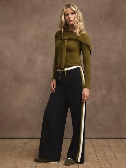 Mint Velvet Wide Leg Joggers, Black/Multi, Black/Multi