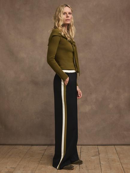 Mint Velvet Wide Leg Joggers, Black/Multi - view 2, Black/Multi