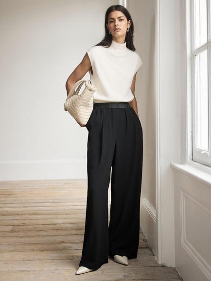 Mint Velvet Wide Leg Trousers, Black, Black