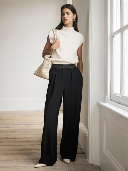 Mint Velvet Wide Leg Trousers, Black - view 2, Black