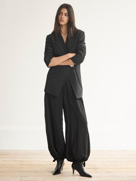 Mint Velvet Checked Soft Balloon Trousers, Black, Black