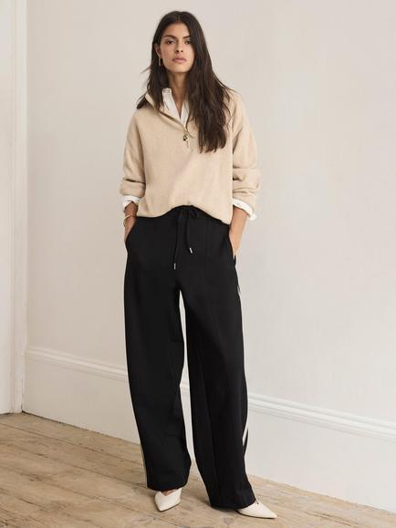 Mint Velvet Barrel Wide Leg Trousers, Black - view 2, Black
