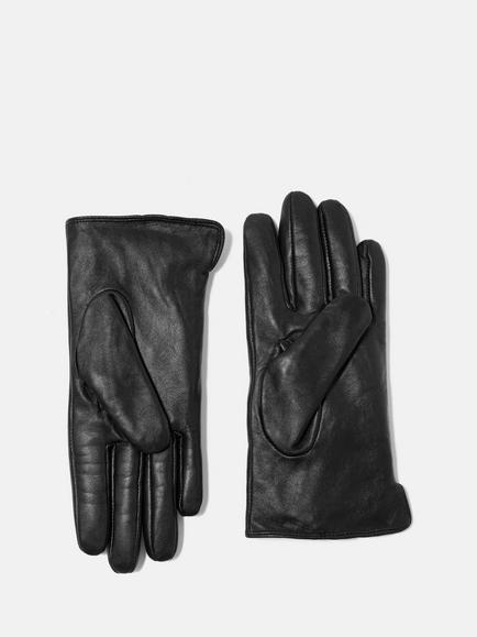Mint Velvet Leather Short Gloves, Black, Black