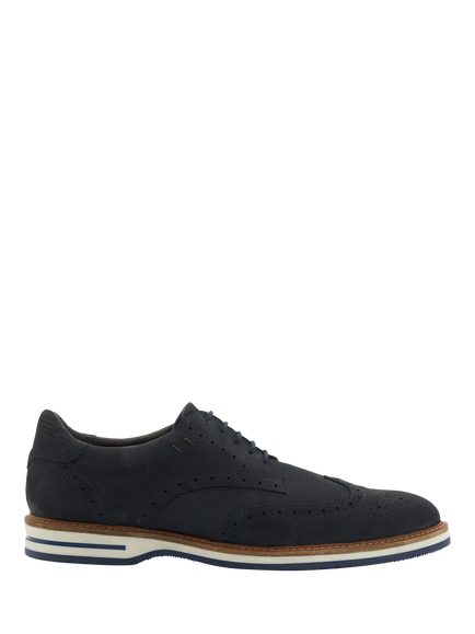 Dune London Barkings Nubuck Wide Fit Brogues, Navy, Navy