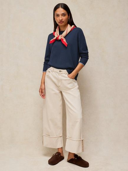 White Stuff Sienna Contrast Cuff Jumper, Navy, Navy