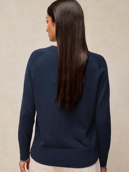 White Stuff Sienna Contrast Cuff Jumper, Navy - view 2, Navy