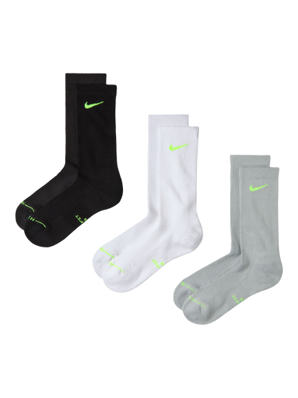 Nike Everyday Cotton Blend Crew Socks, Pack of 3, Multicolour, Multicolour