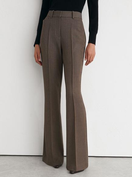 Reiss Petite Gabi Tailored Flared Trousers, Black/Neutral, Black/Neutral