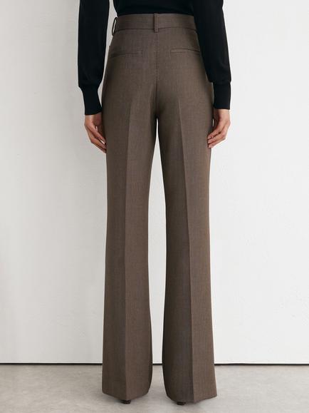 Reiss Petite Gabi Tailored Flared Trousers, Black/Neutral - view 2, Black/Neutral