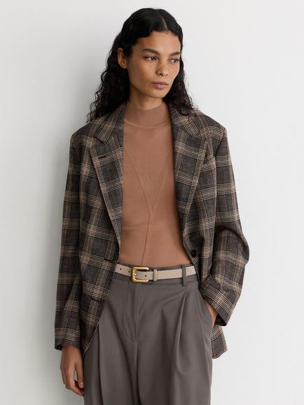 Reiss Sandor Check Wool Blazer, Brown, Brown Check