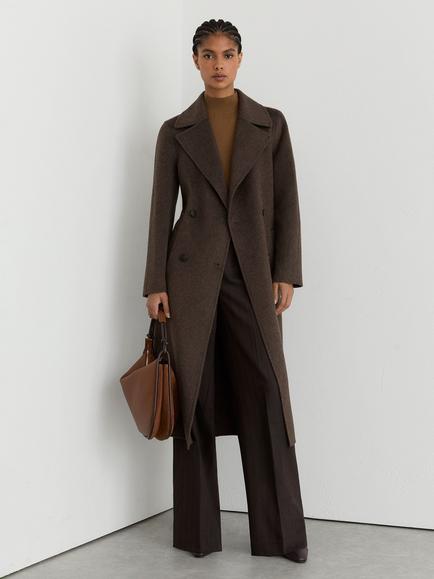 Reiss Rene Wool Blend Longline Overcoat, Mocha Brown, Mocha Brown