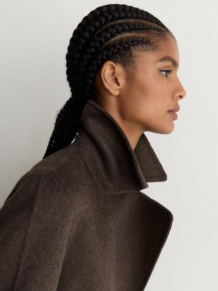 Reiss Rene Wool Blend Longline Overcoat, Mocha Brown - view 2, Mocha Brown