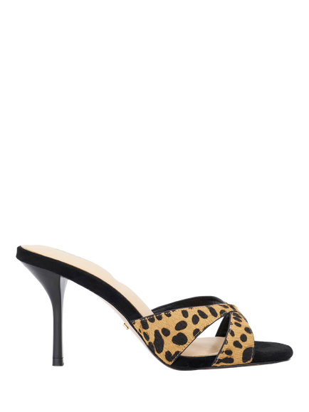 Dune London Mavina Cheetah Print Heeled Mule Shoes, Multi, Multi