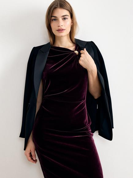 Phase Eight Bella Velvet Mini Dress, Burgundy - view 2, Burgundy
