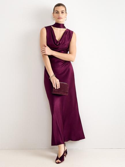 Phase Eight Evette Satin Maxi Dress, Burgundy, Burgundy