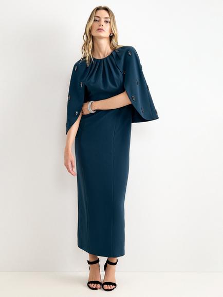 Phase Eight Michelle Jewelled Cape Maxi Dress, Dark Green, Dark Green