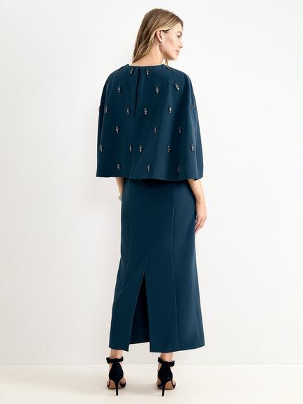 Phase Eight Michelle Jewelled Cape Maxi Dress, Dark Green - view 2, Dark Green