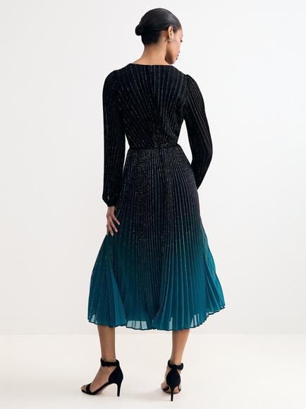 Phase Eight Petite Simara Ombre Glitter Midi Dress, Black/Multi - view 2, Black Multi