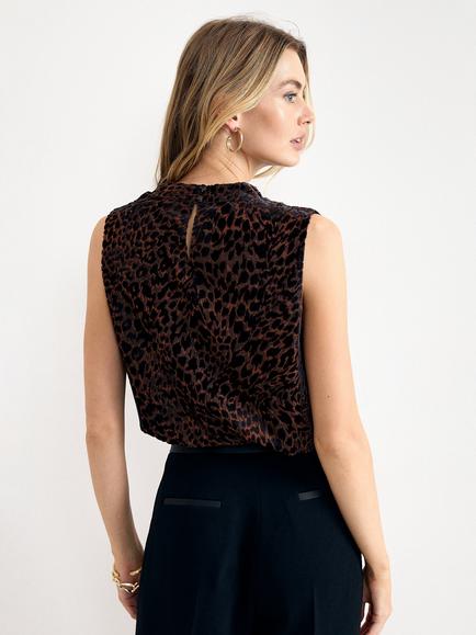 Phase Eight Lulu Leopard Print Sleeveless Cowl Neck Blouse, Multi - view 2, Multi