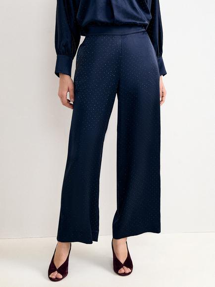Phase Eight Juliette Embellished Satin Trousers, Navy, Navy