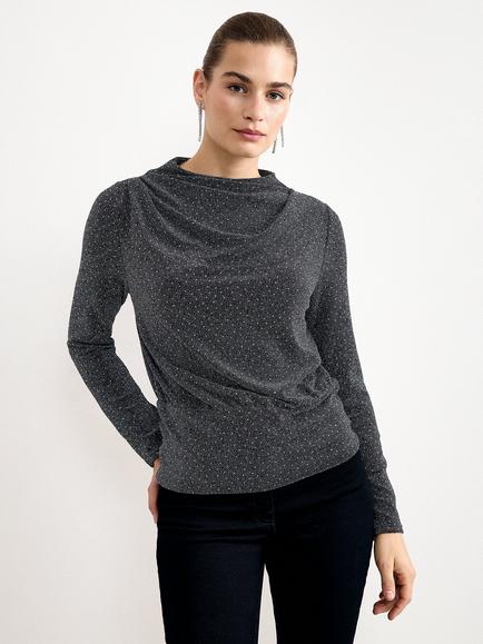 Phase Eight Frosty Hot Fix Sparkle Cowl Top, Silver, Silver