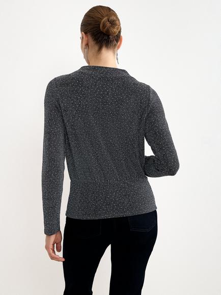 Phase Eight Frosty Hot Fix Sparkle Cowl Top, Silver - view 2, Silver