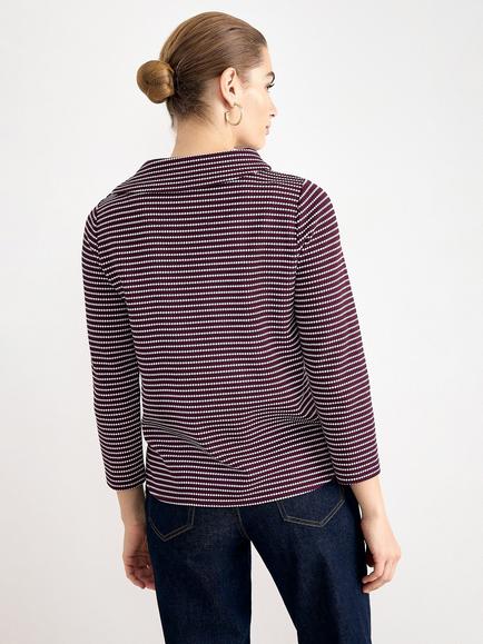 Phase Eight Remy Stripe Cowl Neck Top, Burgundy - view 2, Burgundy