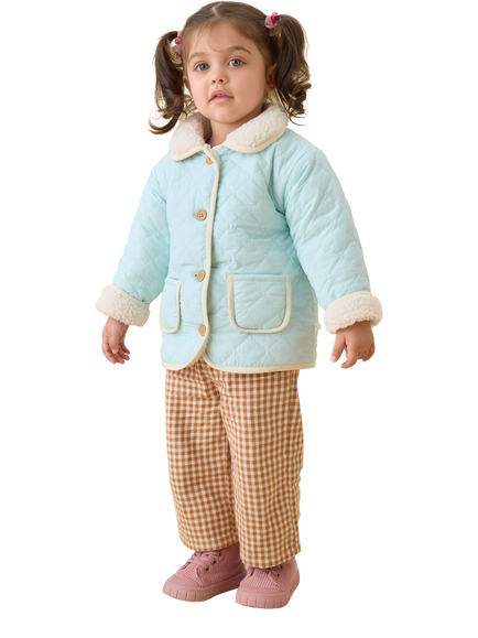 MORI Kids' Reversible Quilted Borg Jacket, Sprout Green, Sprout Green