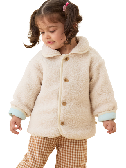 MORI Kids' Reversible Quilted Borg Jacket, Sprout Green - view 2, Sprout Green
