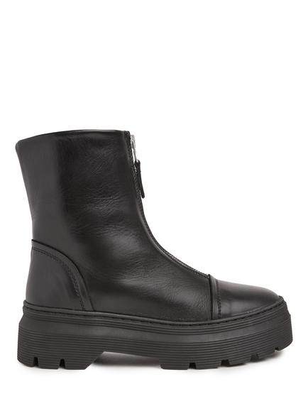 Celtic & Co. Front Zip Leather Ankle Boots, Black, Black