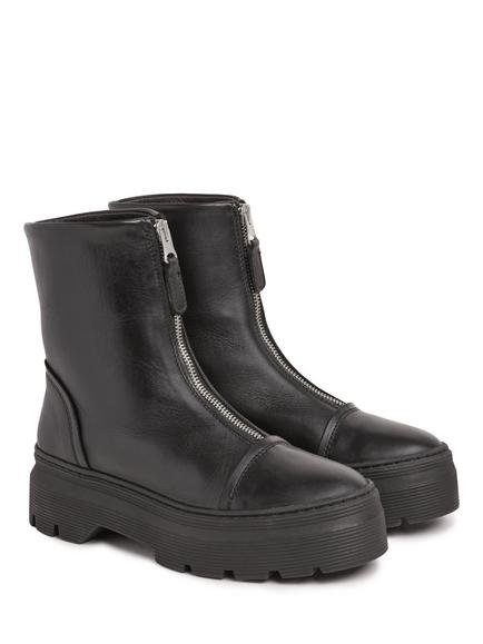 Celtic & Co. Front Zip Leather Ankle Boots, Black - view 2, Black