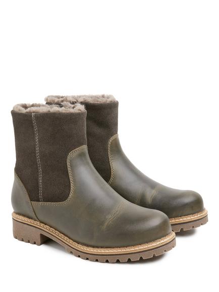 Celtic & Co. Waterproof Sheep Lined Ankle Boots, Olive - view 2, Olive