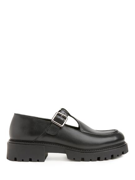 Celtic & Co. Leather Chunky T-Bar Loafers, Black, Black