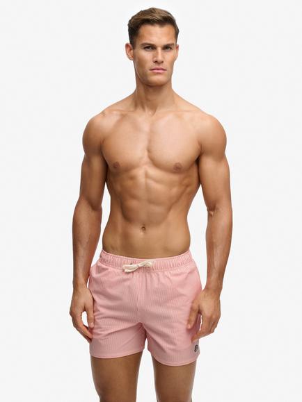 Superdry Seersucker Swim Shorts, Coral/White, Coral/White