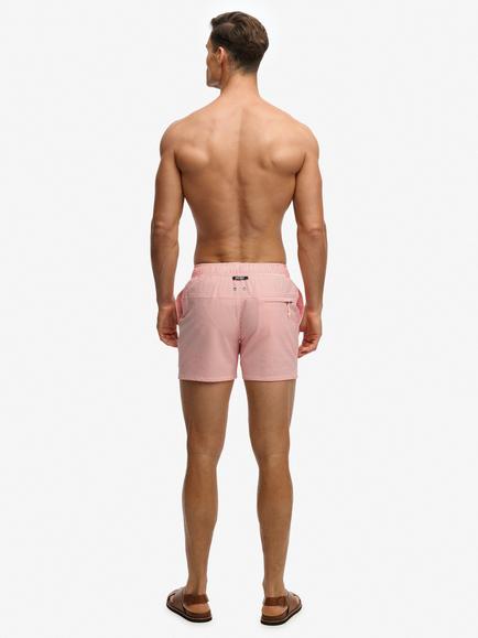 Superdry Seersucker Swim Shorts, Coral/White - view 2, Coral/White