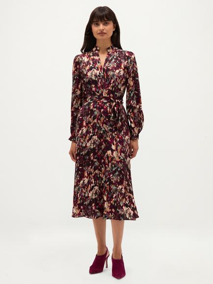 Hobbs Petite Elin Abstract Shirt Dress, Purple, Purple