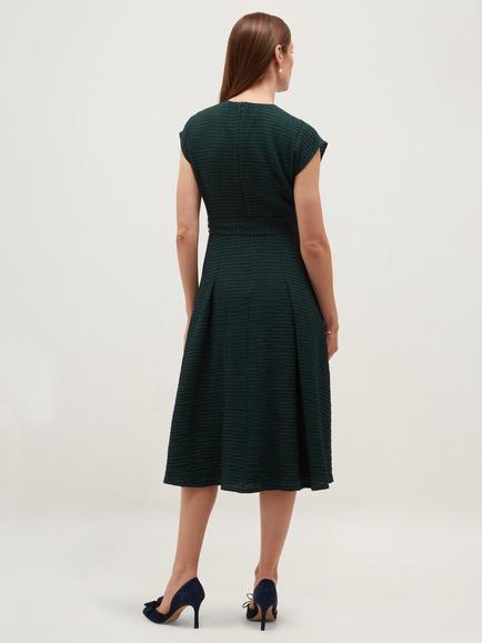 Hobbs Viviene Textured A-Line Midi Dress, Green - view 2, Green