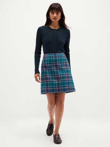 Hobbs Henley Wool Check Mini Skirt, Blue, Blue