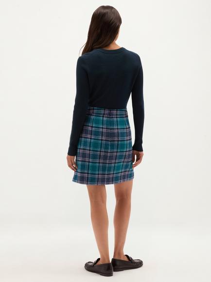 Hobbs Henley Wool Check Mini Skirt, Blue - view 2, Blue