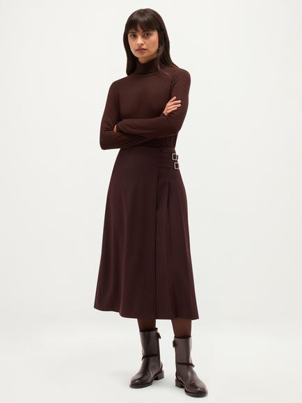 Hobbs Sutton Pleated Skirt, Brown, Brown