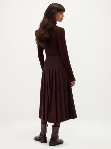 Hobbs Sutton Pleated Skirt, Brown - view 2, Brown