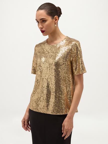 Hobbs Lilibet Sequinned Top, Gold, Gold